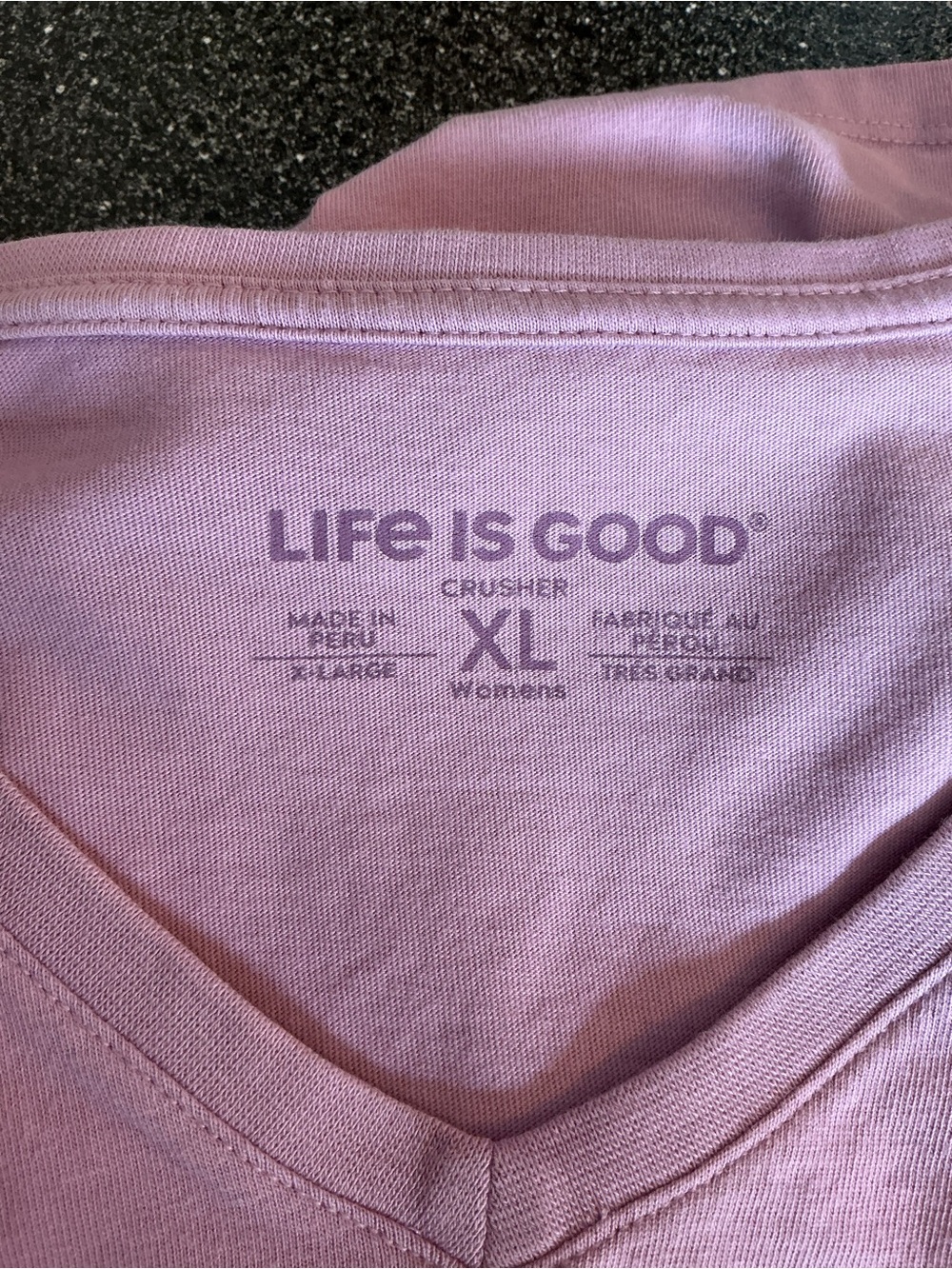 Life is Good Crusher Tee XL Womens V-Neck Myrtle Beach Sea Life Purple Short Slv - Picture 3 of 4